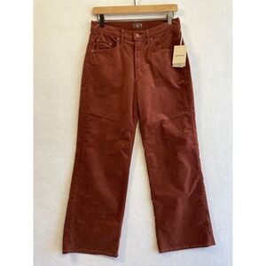 MOTHER The Mid Rise Maven Ankle Corduroy Wide Leg Pants Aztec Rust Red NWT 28